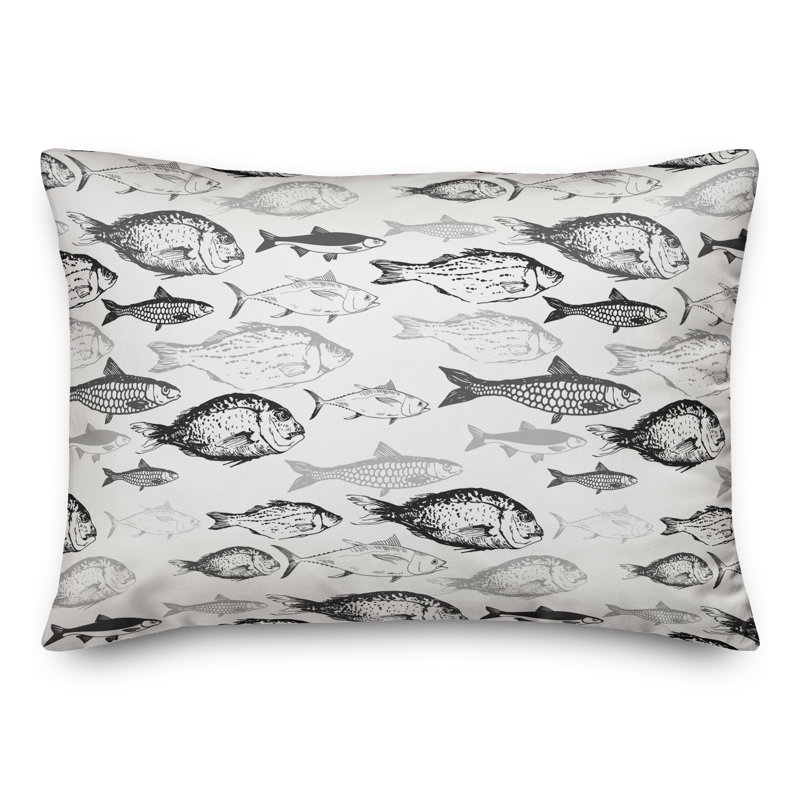  Housse et insert de coussin rectangulaire Shades of Fish, Gris