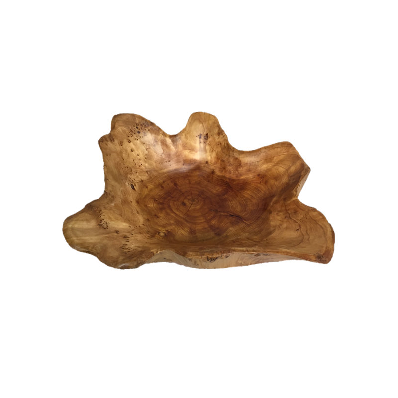 Handcrafted Medium Brown Shan Mu Wood Decorative Bowl