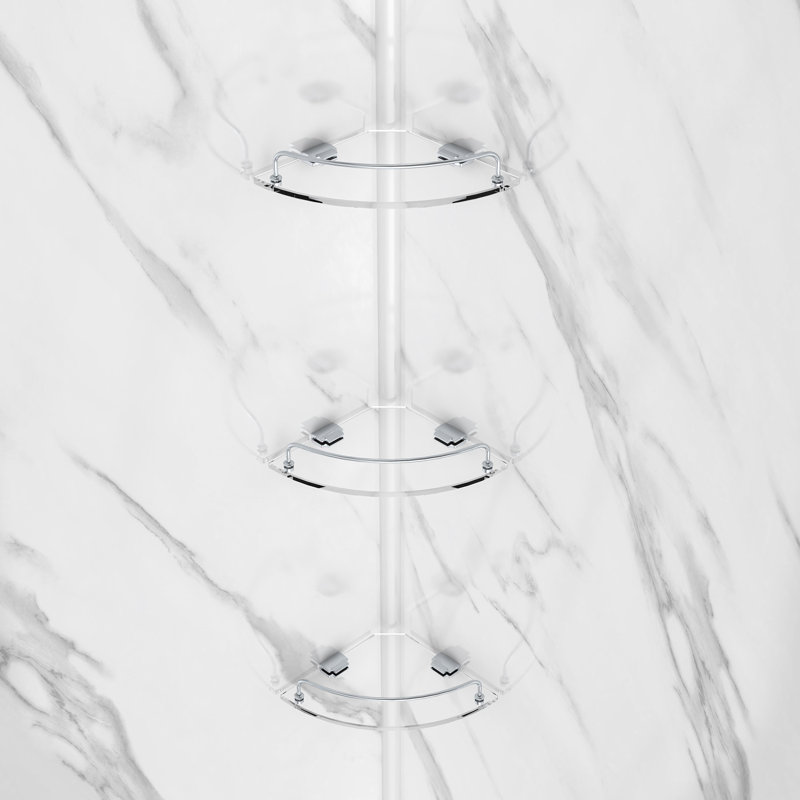 36'' W x 79'' H Chrome Neo-Angle Shower Kit with Marble Finish