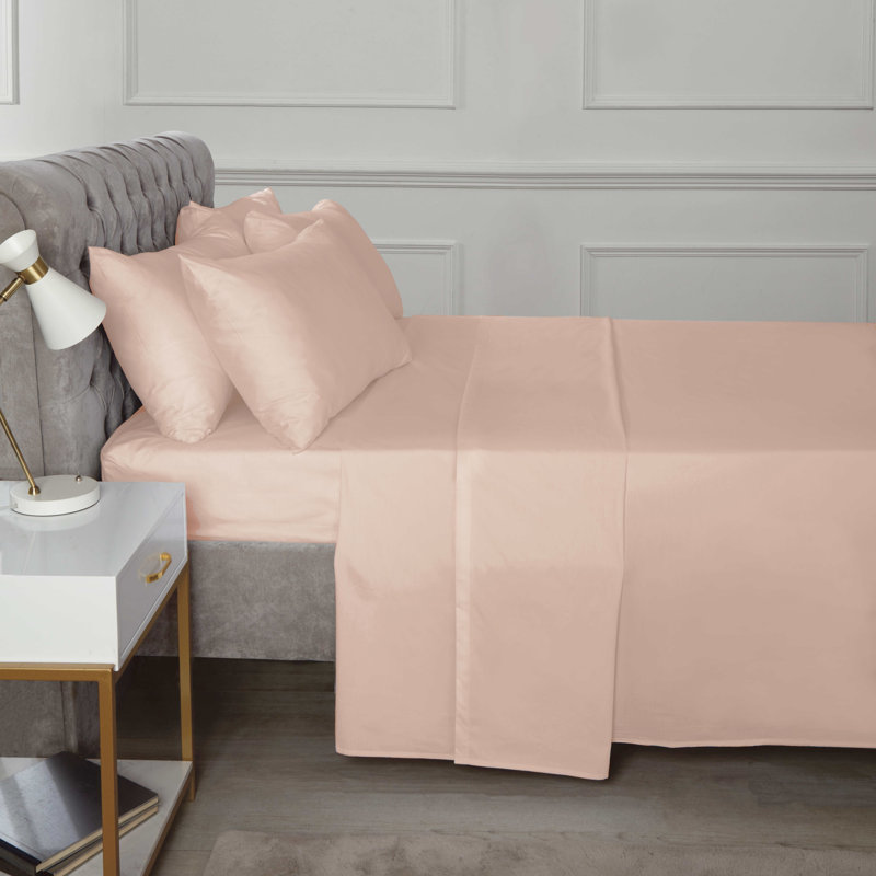 Asaru Percale Flat Sheet, Light Pink, Super King (6')