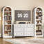 Bibliothèque étroite de 75,8 po de hauteur avec tablettes ouvertes, bibliothèque arquée avec rangement, bibliothèque de style maison de campagne à 6 niveaux avec tablette réglable-1375772480-1375772483