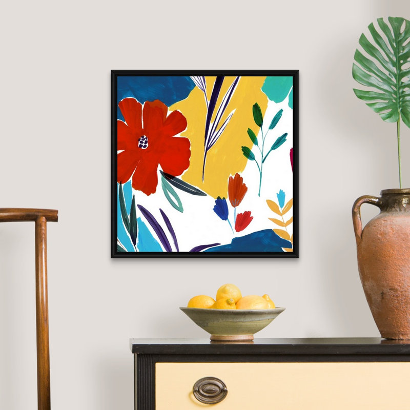 Reproduction d’art sur toile, "gaifulness I" par Isabelle Z, H 22 po x l 22 po x P 1,75 po, Toile avec cadre noir