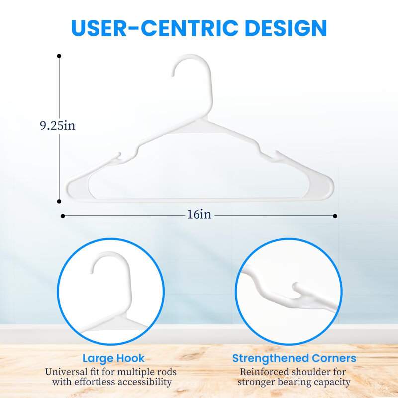 Cintres en plastique, cintres peu encombrants, cintres durables et légers pour manteaux, robes, chemises, pantalons, Blanc