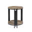 Table d'appoint ronde à deux niveaux en bois de 50 cm (19,7 po) avec cadre en métal noir de style industriel-2004013945