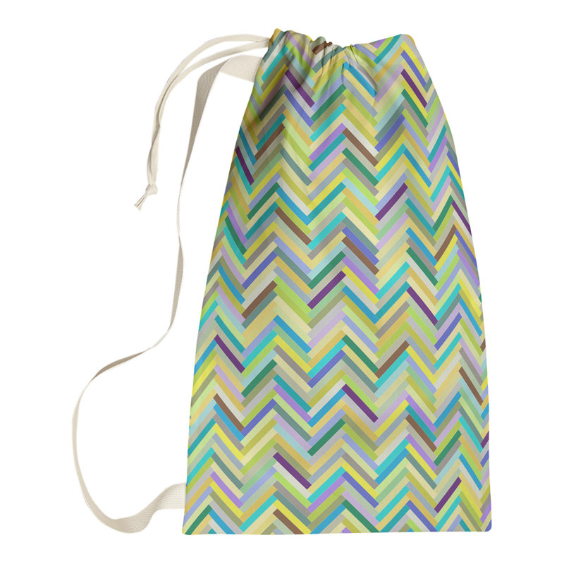 Sac à linge chevrons Mcguigan, Petit (H 29 po x l 18 po x P 1,5 po), Vert / Jaune