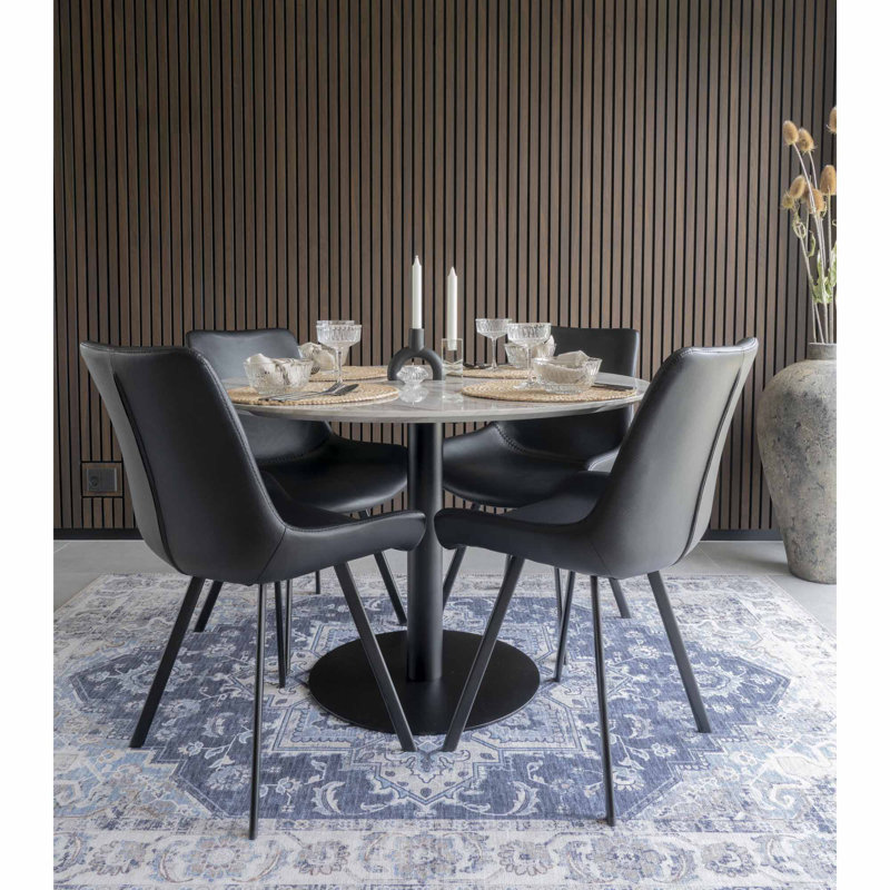 Larkste Round Dining Table, 75cm H x 110cm L x 110cm W, Black