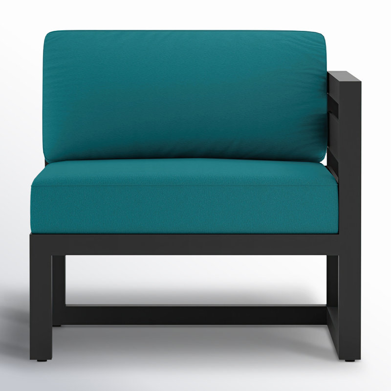 Avion 4 Piece Sectional Set, Spectrum Peacock Sunbrella® Plainweave, Black