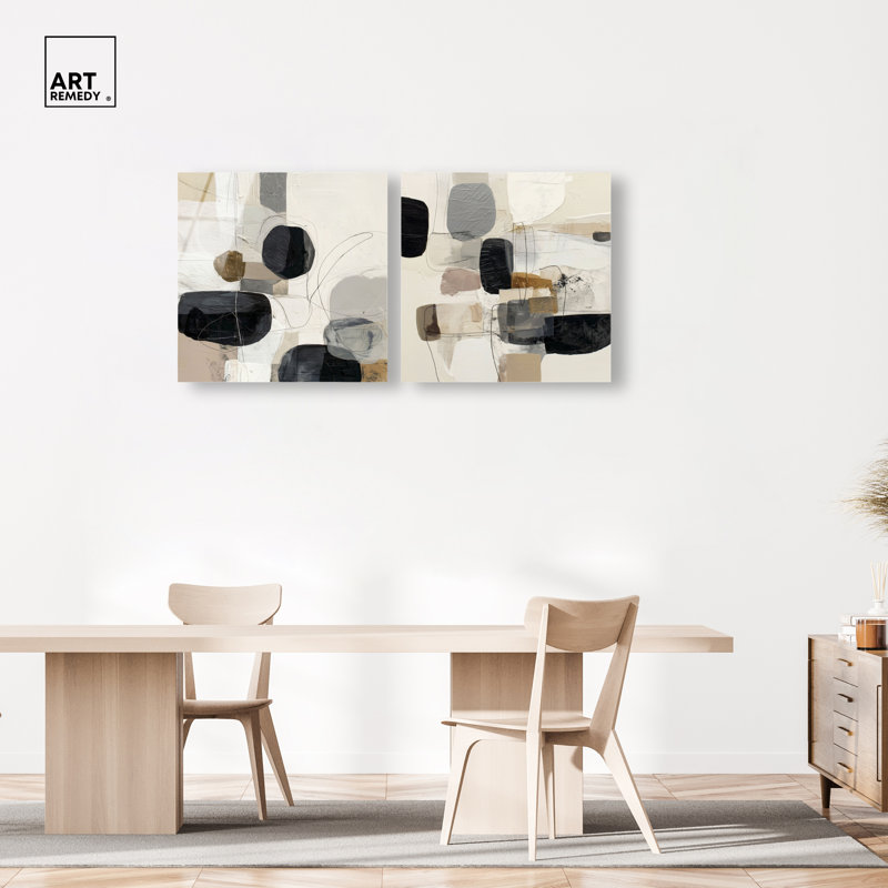 «Pebble Path Duo», ensemble de décorations murales Boho par Art Remedy, prêt à accrocher, 30 x 30, High-Gloss Acrylic Print
