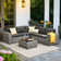 Baili 5 - Person Outdoor Wicker Sectional Seating Group with Cushions, Modern Modular Rattan Conversation Set, Patio Furniture Set with Wide Armrest