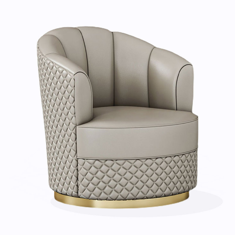 Chaise simple et moderne en cuir et métal pour le salon et la chambre à coucher.
