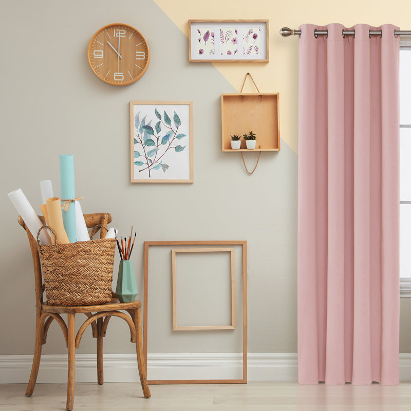 Borunda Room Darkening Curtain Single Panel, Coral Pink, 51" W x 62" L