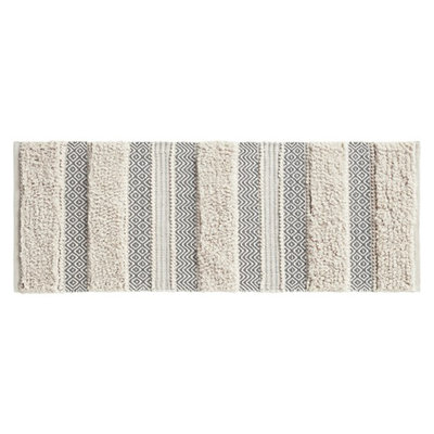 Tapis de bain tissé à rayures texturées