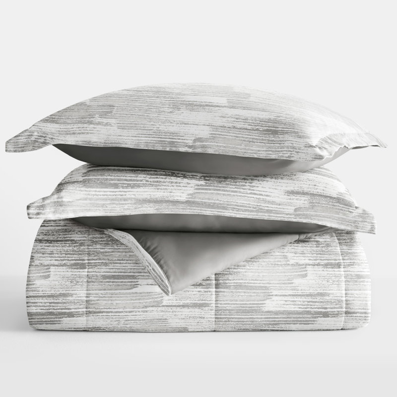 Twin Gray Organic Microfiber Reversible Down Alternative Comforter Set