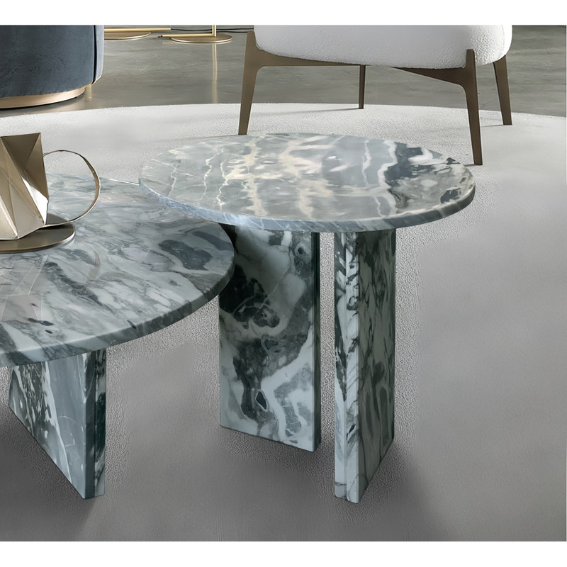Ensemble de tables basses, petites tables et tables de salon en marbre naturel, Blanc