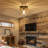 1-Light Rustic Wood Hexagon Flush Mount Ceiling