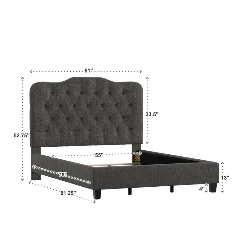Lit tapissier capitonné Alenushka, Double, Anthracite