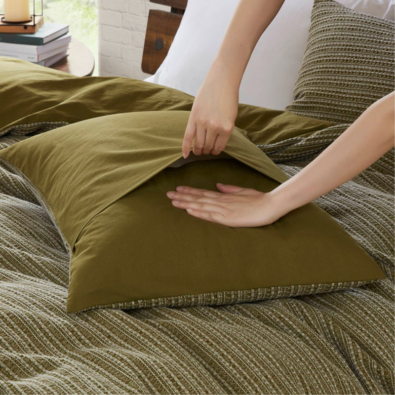 Ensemble de housse de couette 3 pièces, Housse de couette double / grand et insert + 2 tai, Vert