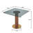 33.5" Modern Small Dining Table with Boomerang Shaped Solid Rubberwood Base, Gray Tempered Glass Top,  Square Styles, Apartment, Kitchen Nook & Café Table for 2-4 People  