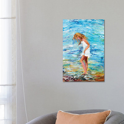 Girl On Beach by Karen Tarlton - Wrapped Canvas Painting