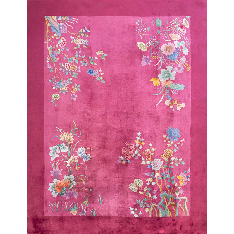 Tapis antique en laine Art déco chinois