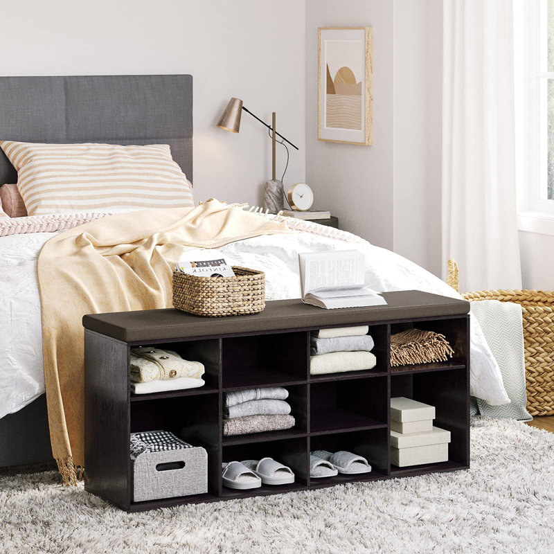 Upholstered Storage Bench, Espresso