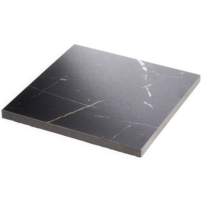 6" x 6" Matte Marble Look Porcelain Tile, Black