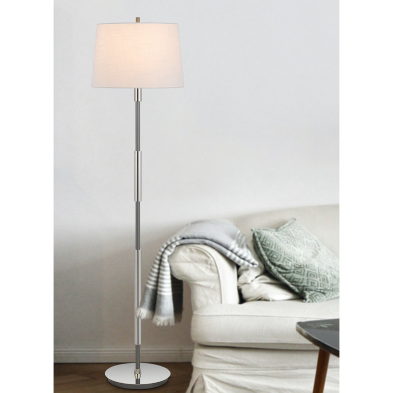 Lampe sur pied traditionnelle 60 po Tamarius, Argent argent, Blanc