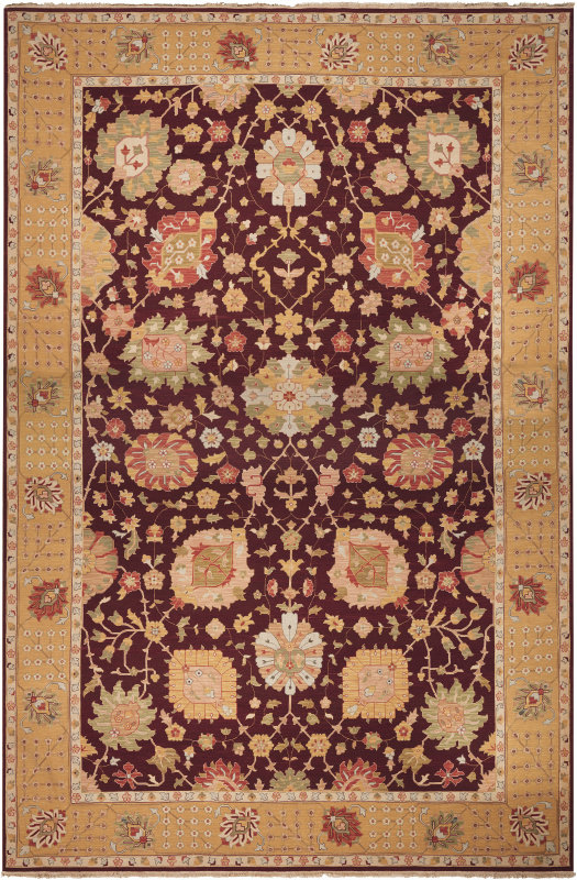 Tapis bourgogne tissé à la main Hillendale, Rectangle 5 pi 10 po x 8 pi 10 po