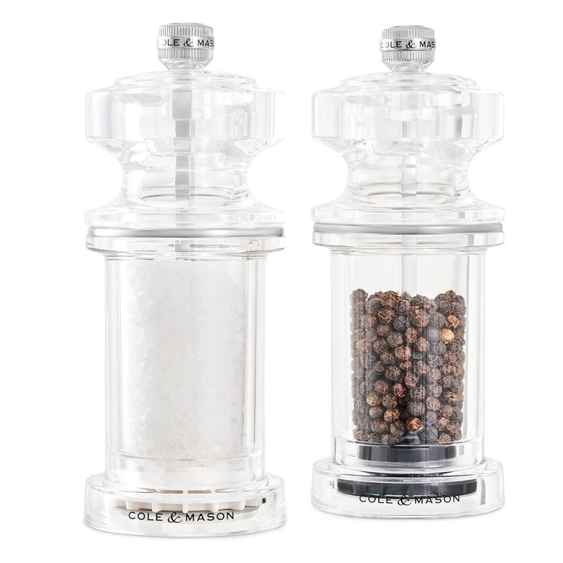 Cole & Mason Clear Acrylic Salt & Pepper Mill Set, 14.4cm