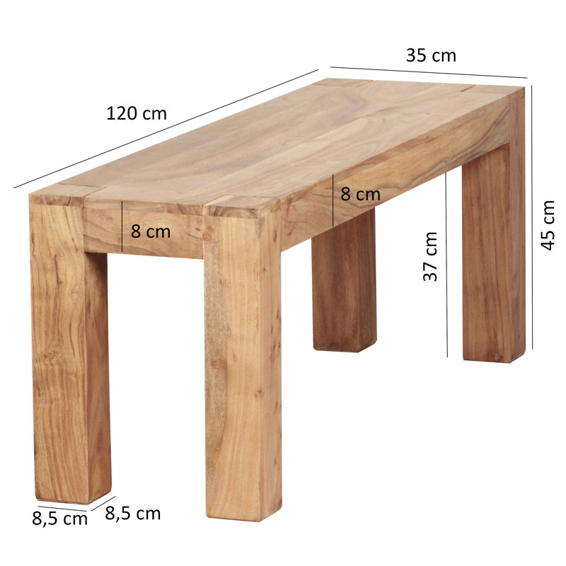 Warrenville Solid Wood Bench, 45cm H x 120cm W x 35cm D, Acacia
