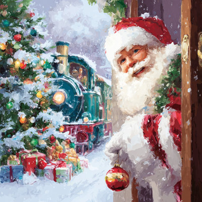 «Santa in Snowy Barnyard», art mural sur toile