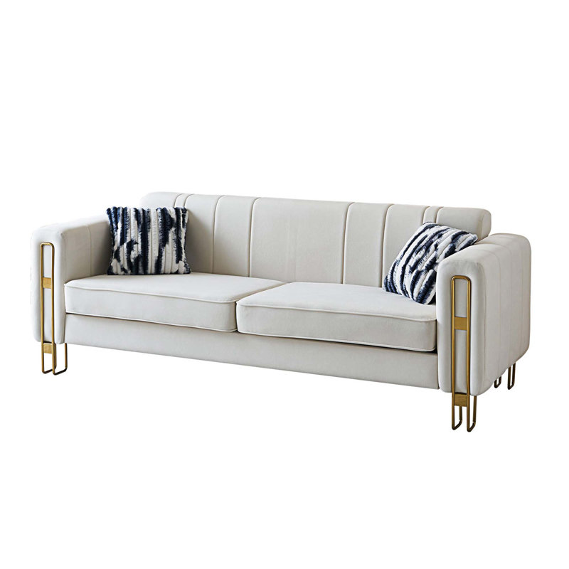 Canapé rembourré 85,04 po Najeebah, Velours beige