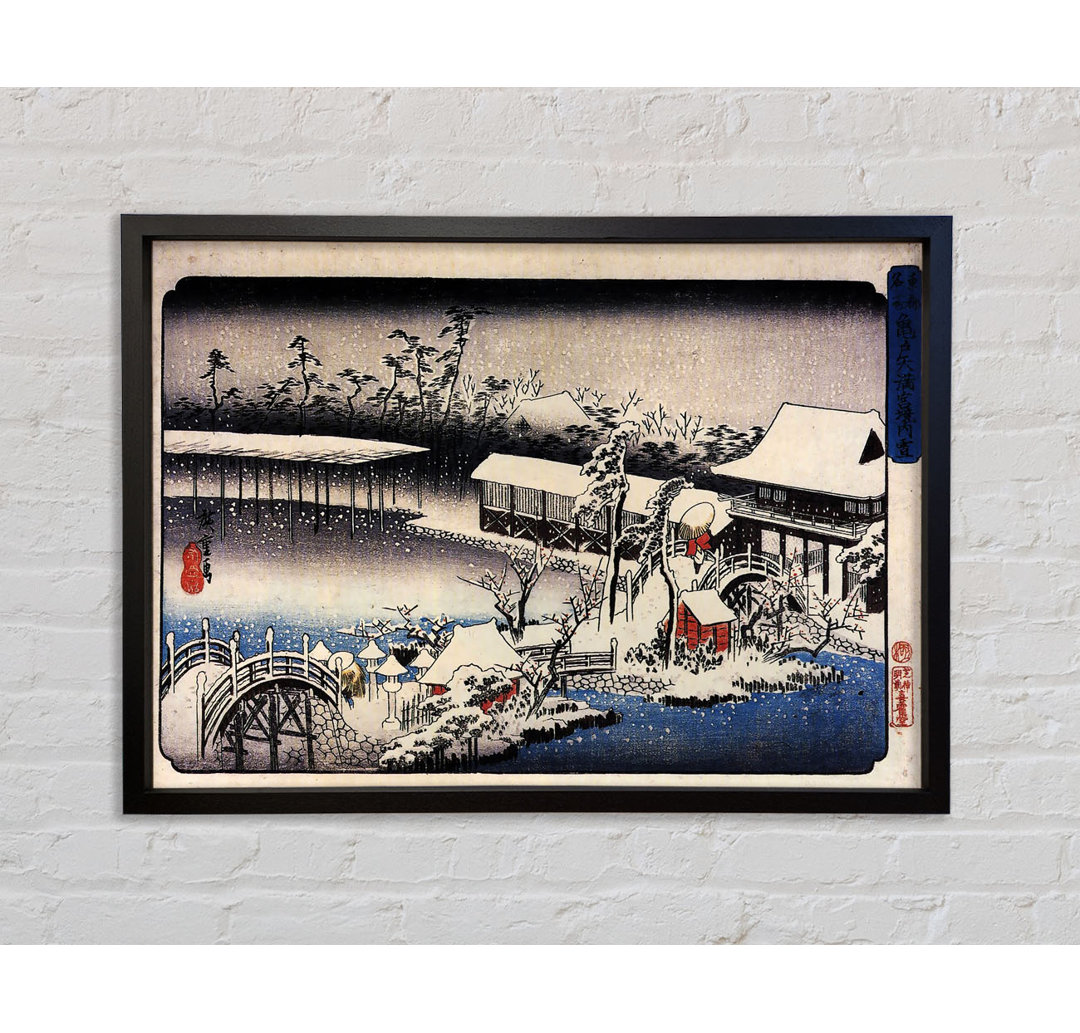 Tempelkomplex im Schnee von Hiroshige - Einzelbildrahmen Kunstdrucke auf Leinwand