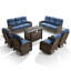 Ensemble de conversation 9 pièces avec chaises pivotantes et foyer extérieur 9 pièces-321020730-475122975