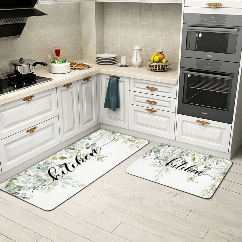 Ensemble de 2 tapis de cuisine aquarelle Eucalyptus