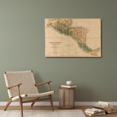 Red Barrel Studio® Vintage Maps Gallery Wrapped Canvas Art Titled: Topographic Map of Central America 1850