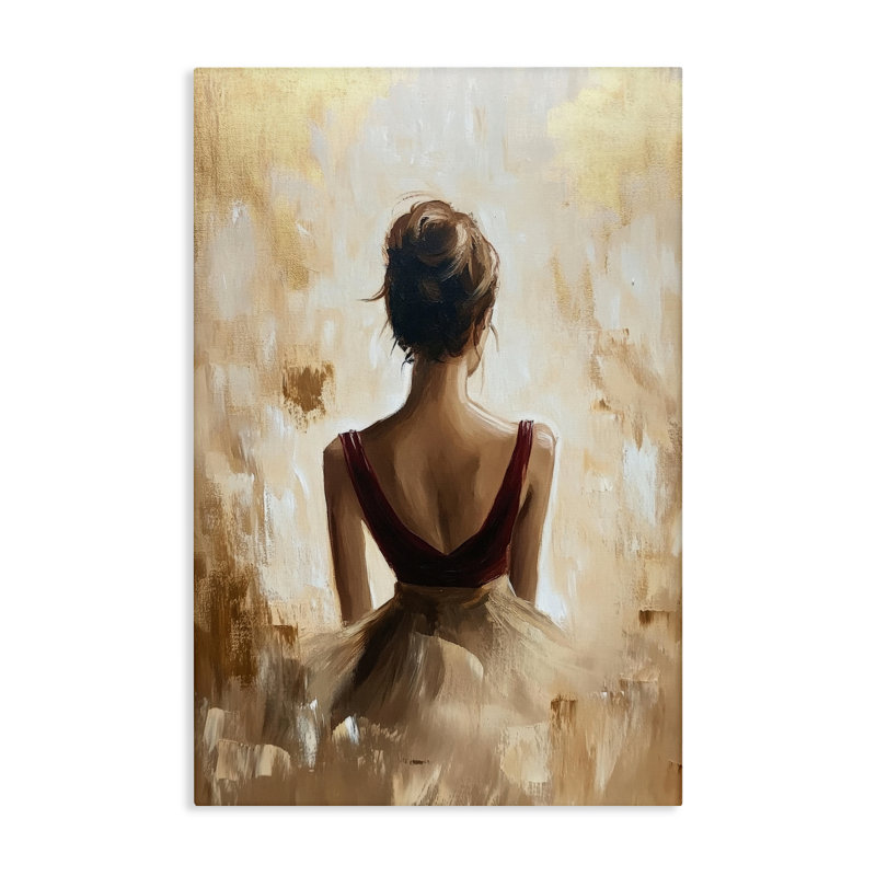 Portrait de ballerine, toile abstraite portrait, design par Petal Prints Design, H 24 po x l 16 po