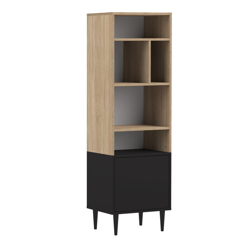 Korsen 153.4 cm H x 46.6 cm W Standard Bookcase, Oak/Black