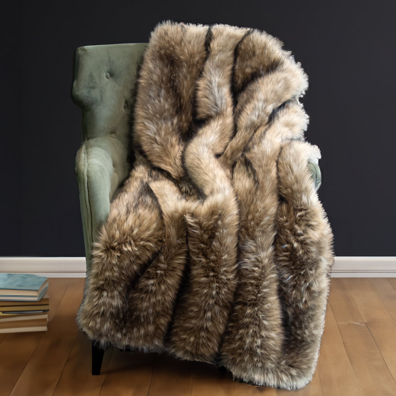 Jeté en fausse fourrure brun doré Thomas Collection®, L 60 po x L 72 po