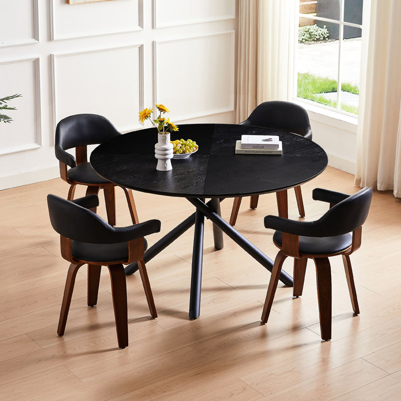 Table basse ronde 47,72 po, base en métal, stable et tendance, table noire 47,72 po avec support, élégante et facile à assembler