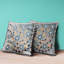 Coussin décoratif 20 po x 20 po à motif floral paon bleu et orange-103533584