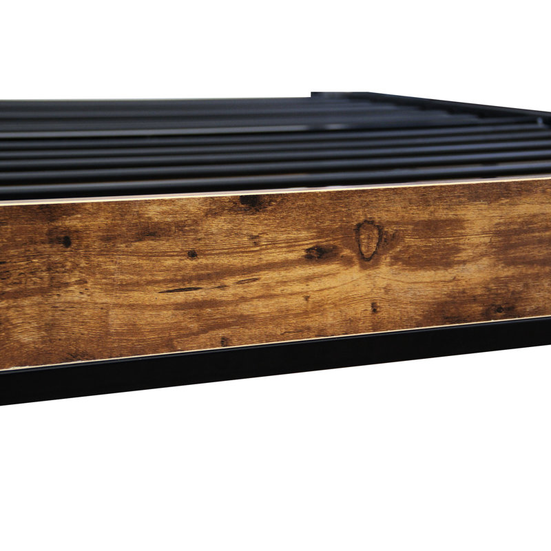 Structure de lit simple en métal moderne - solide et stable, compatible avec le matelas, compatible avec le noir de construction, chambre à coucher facile à assembler, sans sommier, supporte 300 lb