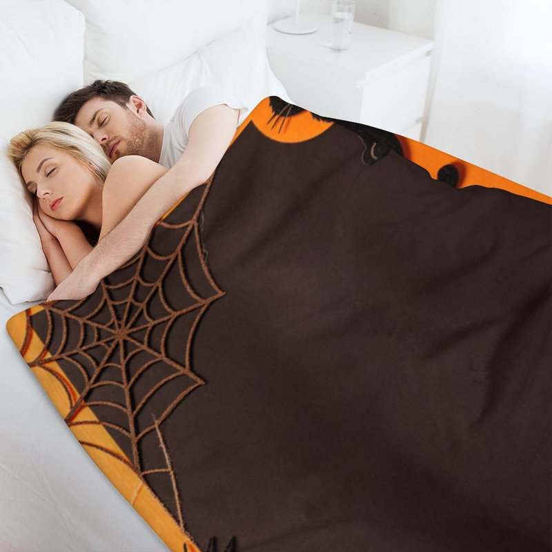 Jeté d'Halloween en flanelle de luxe Blac, couverture douce et chaude pour le canapé-lit du salon, 40 po x 50 po
