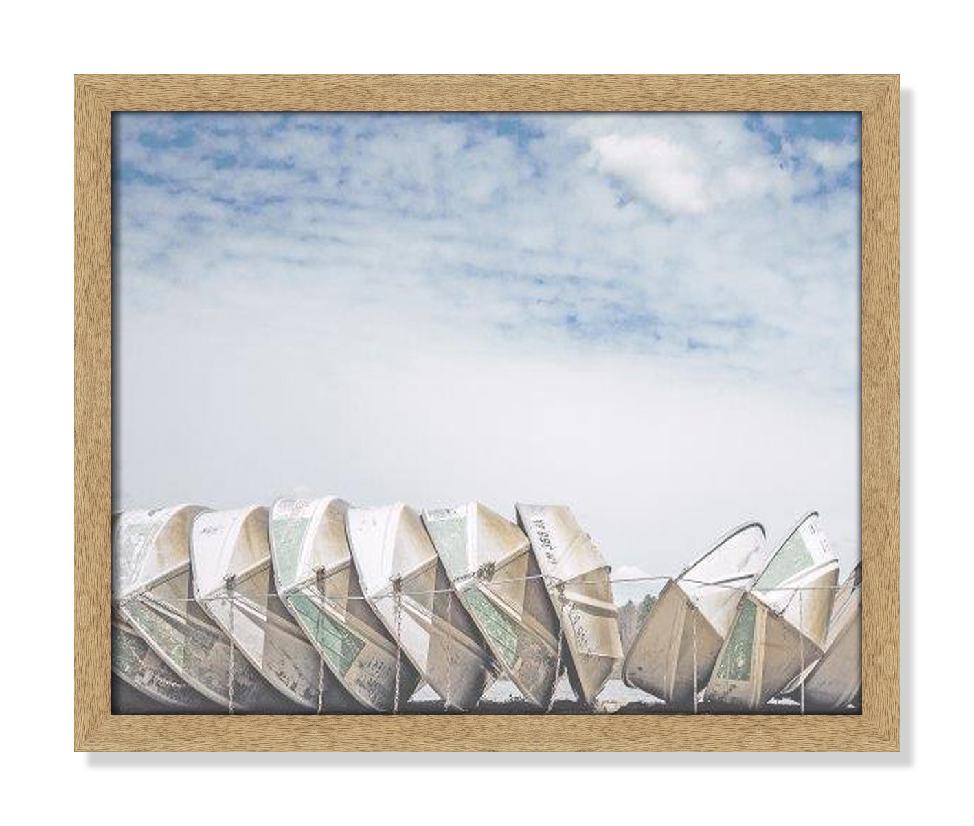 Hennecy "Wooden Boats" Print by Leah Straatsma, 16" H x 19" W x 1.25" D, Natural