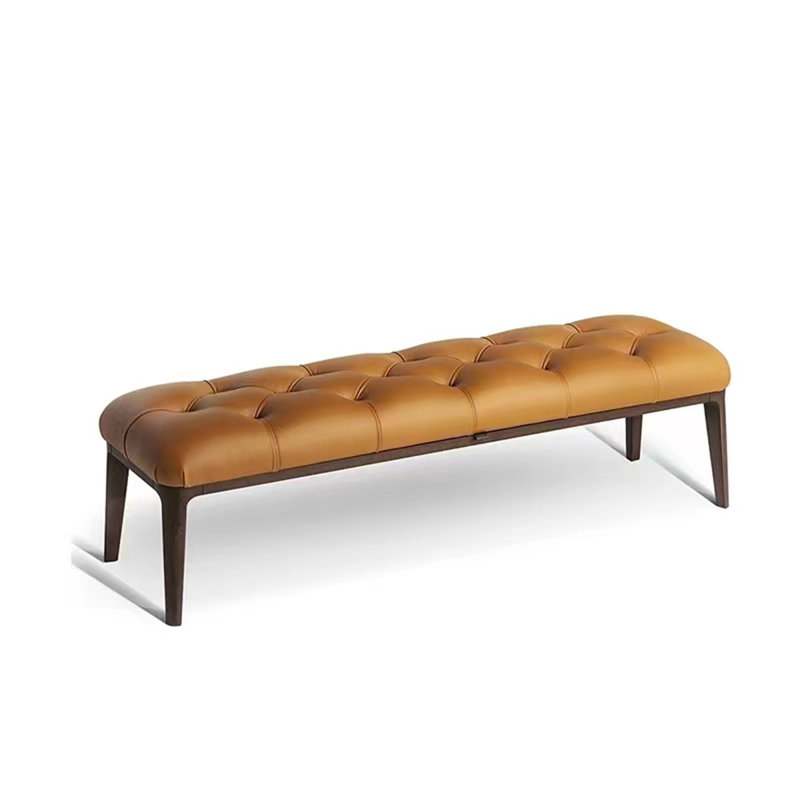 Brown Upholstered Bench, 16.93" H x 47.24" W x 16.93" D