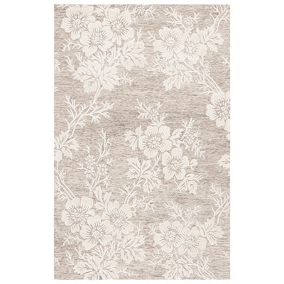Glamour 151 Hand Tufted Wool/Cotton/Viscose Floral Rug in Brown/Ivory