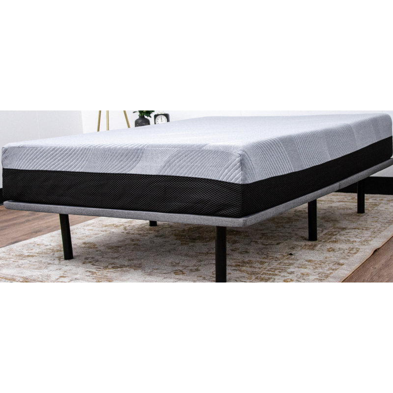 X Series Upholstered Platform Base - Black And Gray, Foldable Hinged, 6 Adjustable Legs, 1000 Lbs Load Foundation + Strong Steel, Weight Capacity
