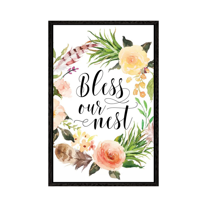 Bless Our Nest - Print on Canvas, 101.6 cm H x 66.04 cm W, Black Framed