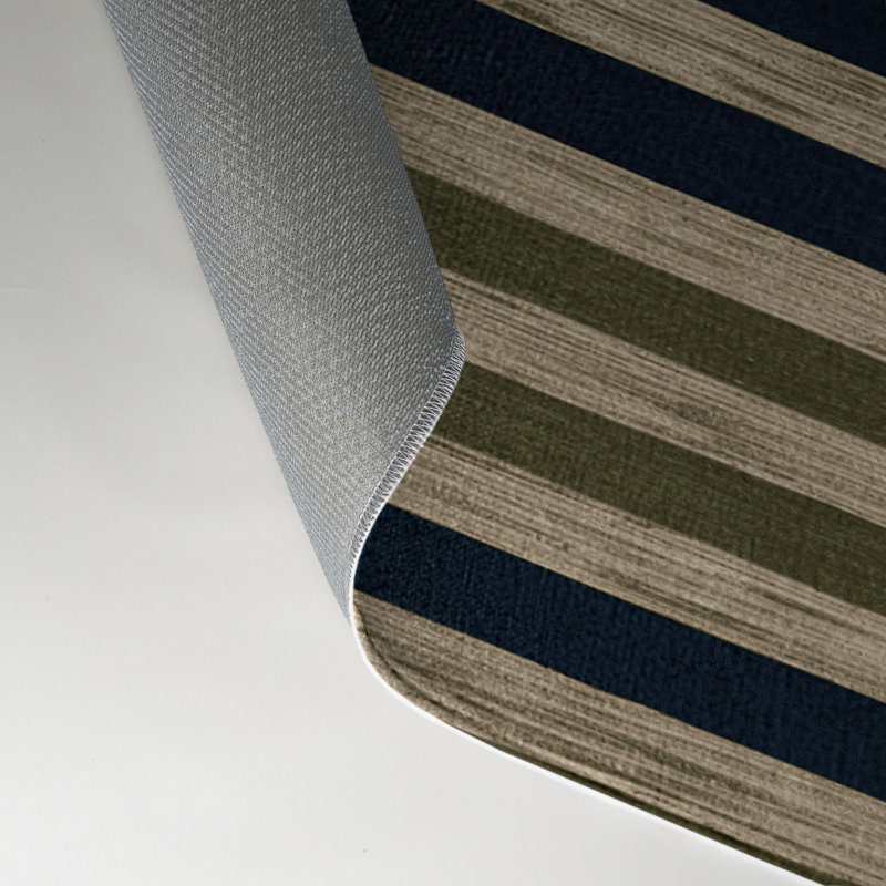 Tapis intérieur / extérieur brun HorizontalStripes, Rectangle 5 pi x 7 pi