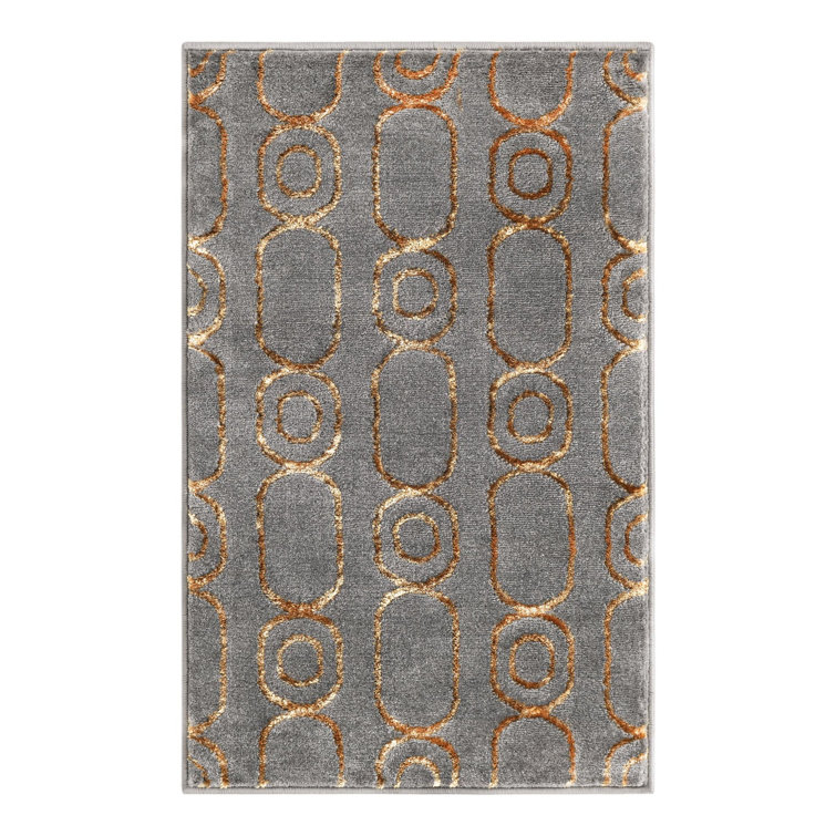 Latitude Run® Column Nikica Rug Gray and Gold